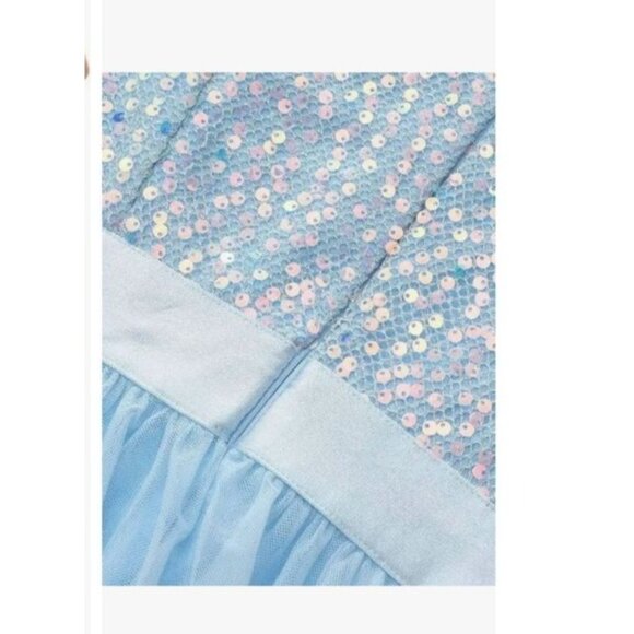 Womens XL Sleeveless Light Blue Chiffon Dress W/ Sequin Bodice & Zipper Back - Picture 7 of 9